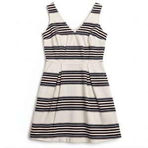 Dynamite Ivory Coral Black Patterned Dress Small Structured Pockets